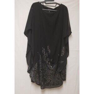 Xscape Black Sequin Formal Cape Dress Size 18W Fully Lined POE Party Cocktail